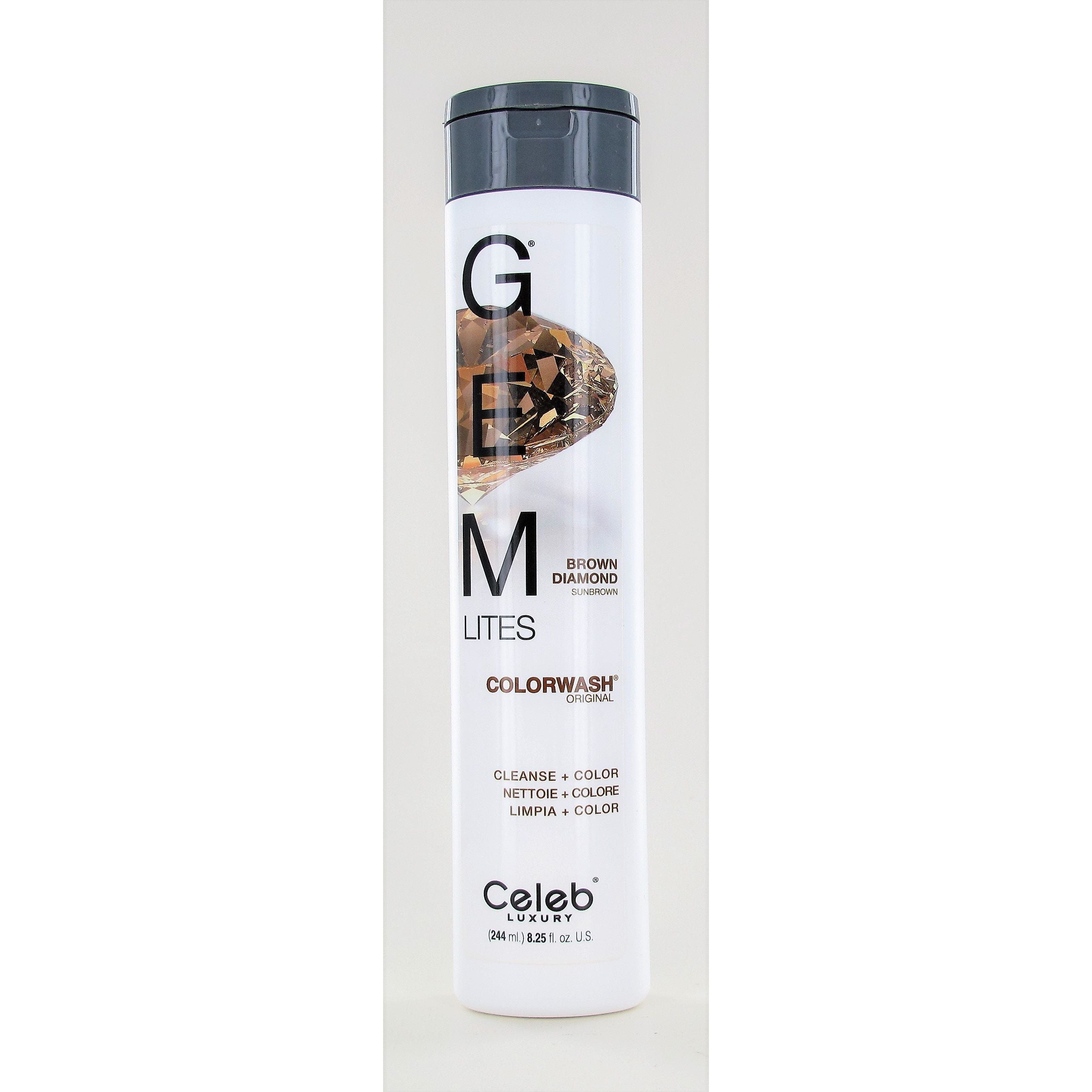 Celeb Luxury Gem Lites Brown Diamond Sunbrown Hair Color Wash - 8.25 oz | Vegan & Cruelty-Free Temporary Hair Dye for Brunettes | Perfect for Beach Days, Festivals & Bold Style Transformations