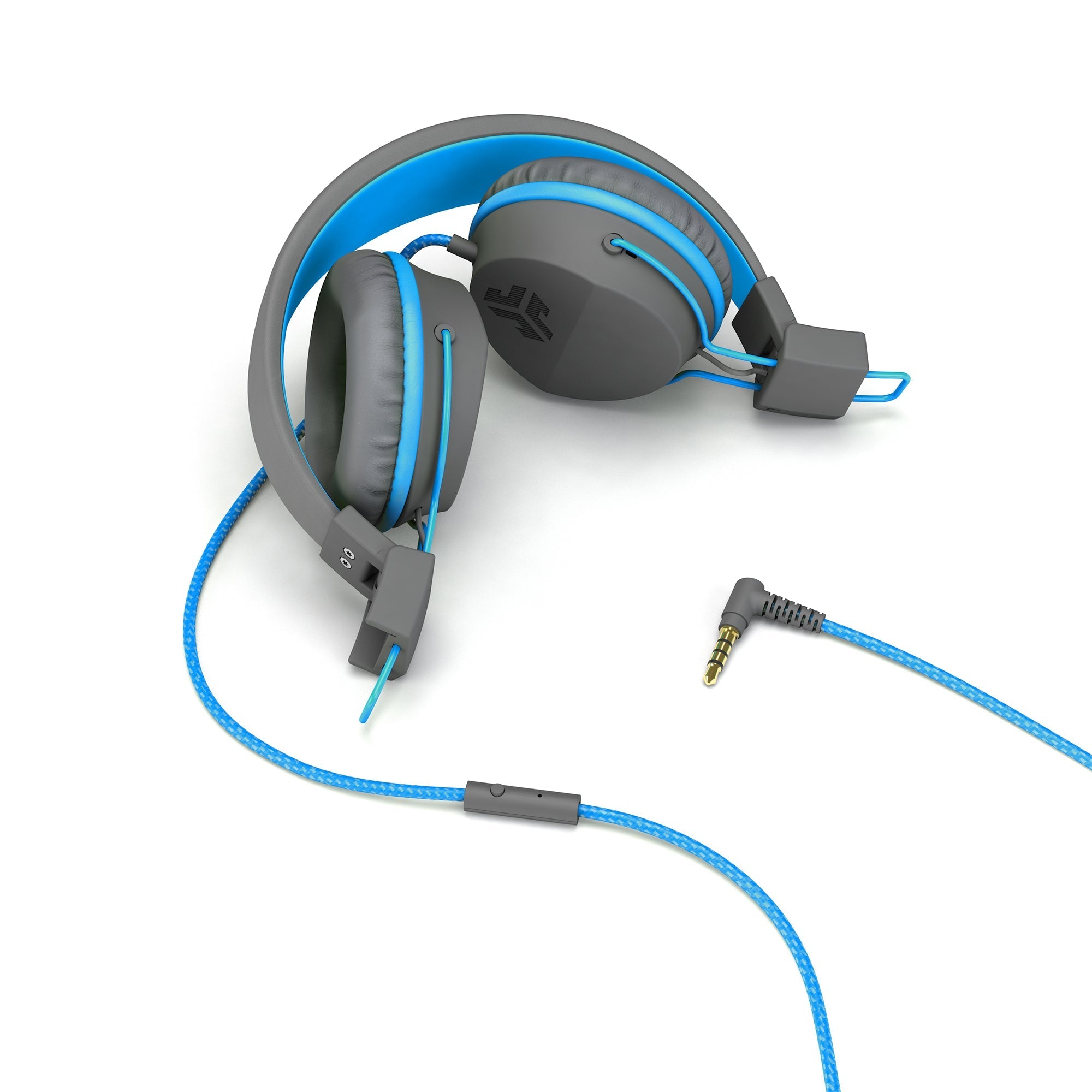 JBuddies Studio On-Ear Wired Headphones for Kids - Graphite/Blue - Lightweight & Comfortable for School, Travel, and Online Learning