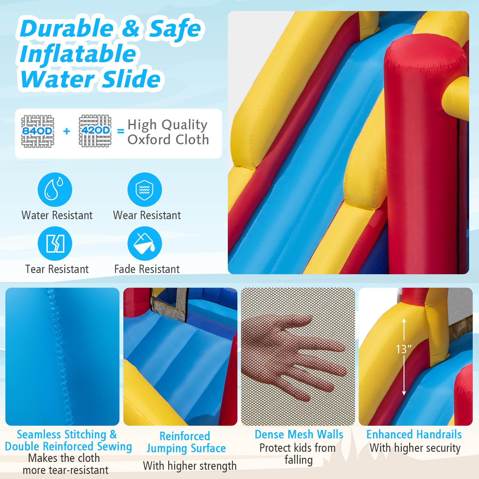 BOUNTECH Inflatable Water Slide Park - 7-in-1 Giant Bounce House with Dual Racing Slides, Splash Pool & Water Sprayer | Outdoor Summer Fun for Kids & Adults | Perfect for Backyard Parties, Birthday Gifts & Family Gatherings
