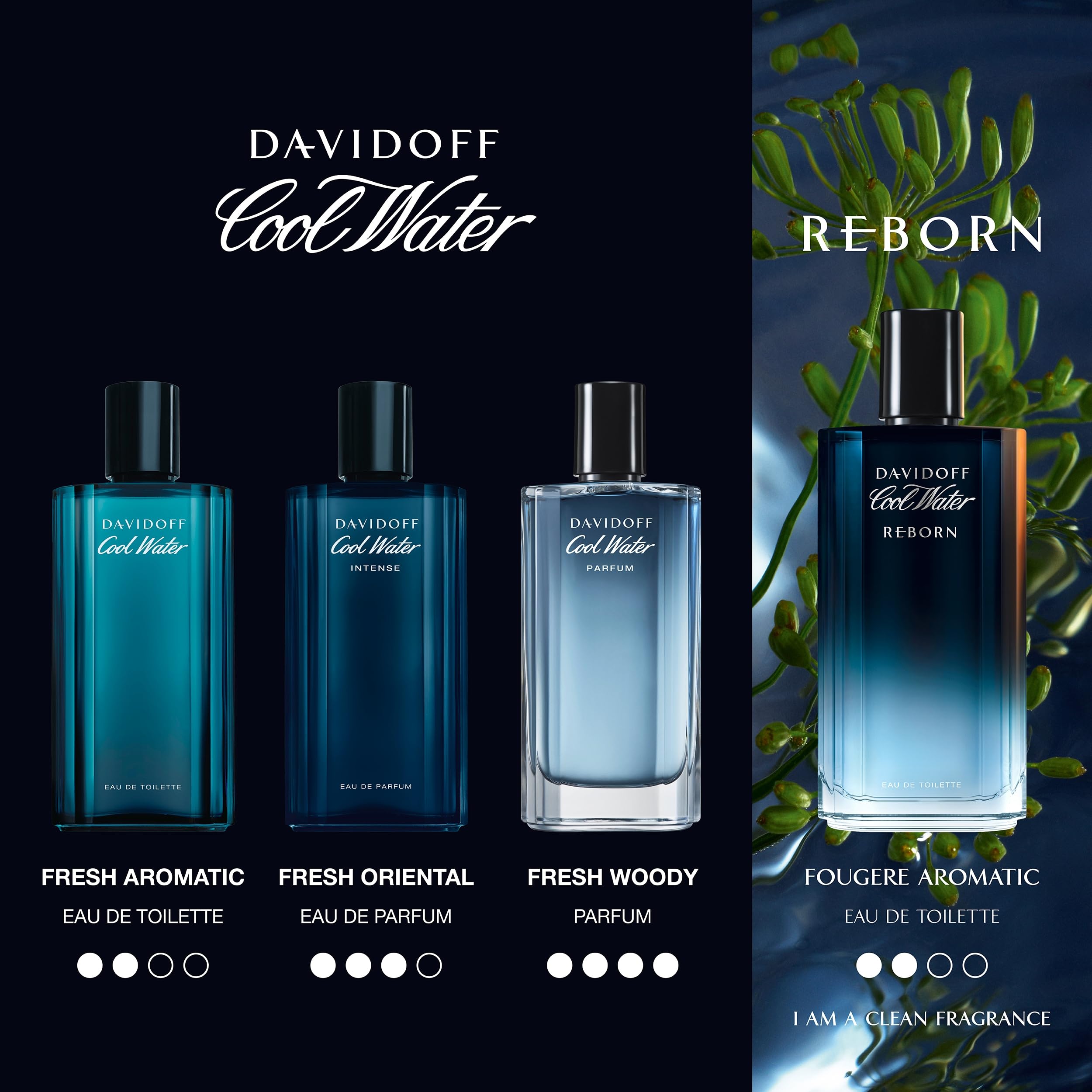 Davidoff Cool Water Reborn Eau de Toilette for Men - Woody Cologne with Rosemary, Galbanum & Vetiver Notes - Long Lasting Fragrance Spray - Perfect for Daily Wear, Office & Special Occasions