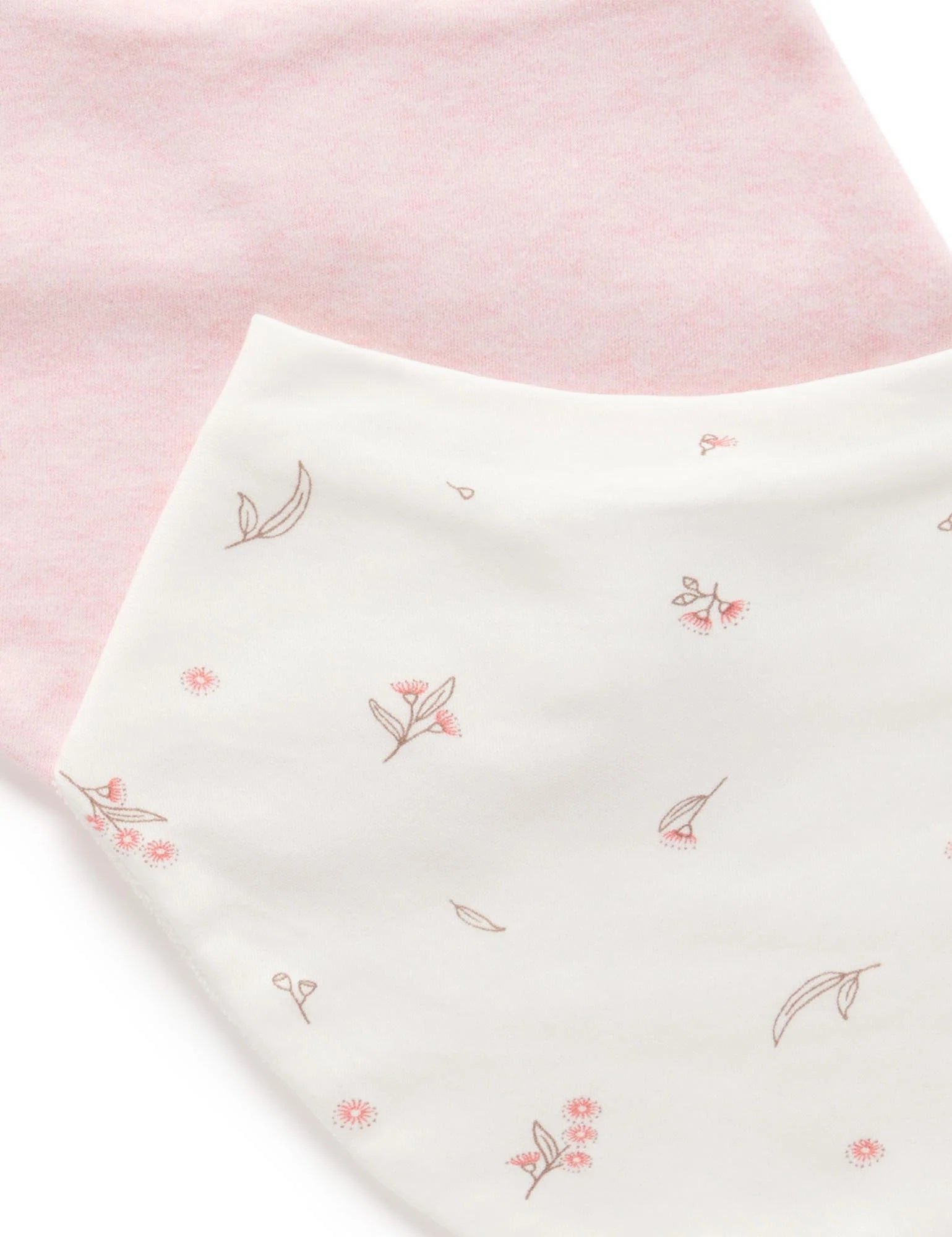Purebaby Dribble Bibs 2 Pack - Soft Organic Cotton Drool Bibs for Babies & Toddlers | Vanilla Blossom | Perfect for Feeding, Teething & Messy Playtime