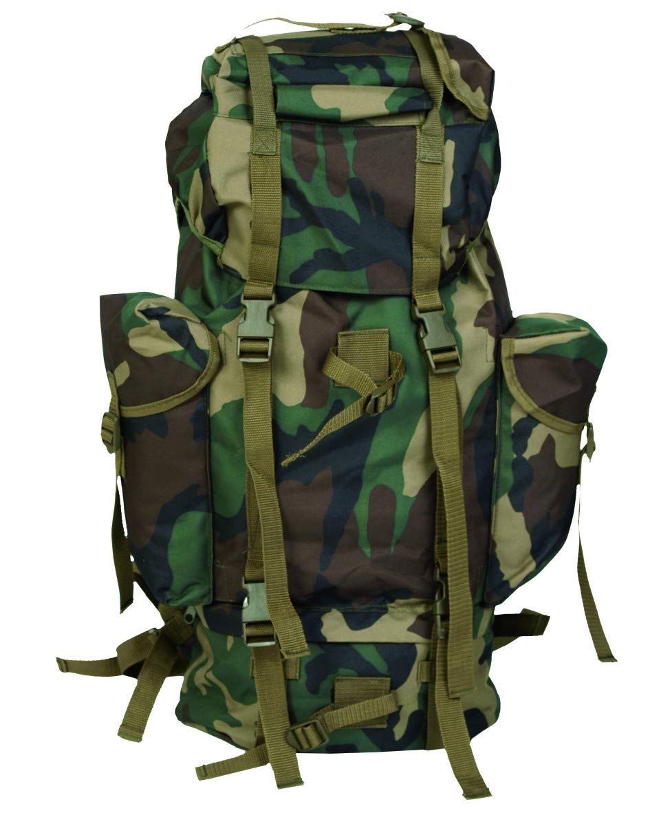 Mil-Tec BW Combat Backpack Woodland Camo - Tactical Military Rucksack for Outdoor Hiking, Camping & Survival Gear - Durable Army Backpack for Men & Women