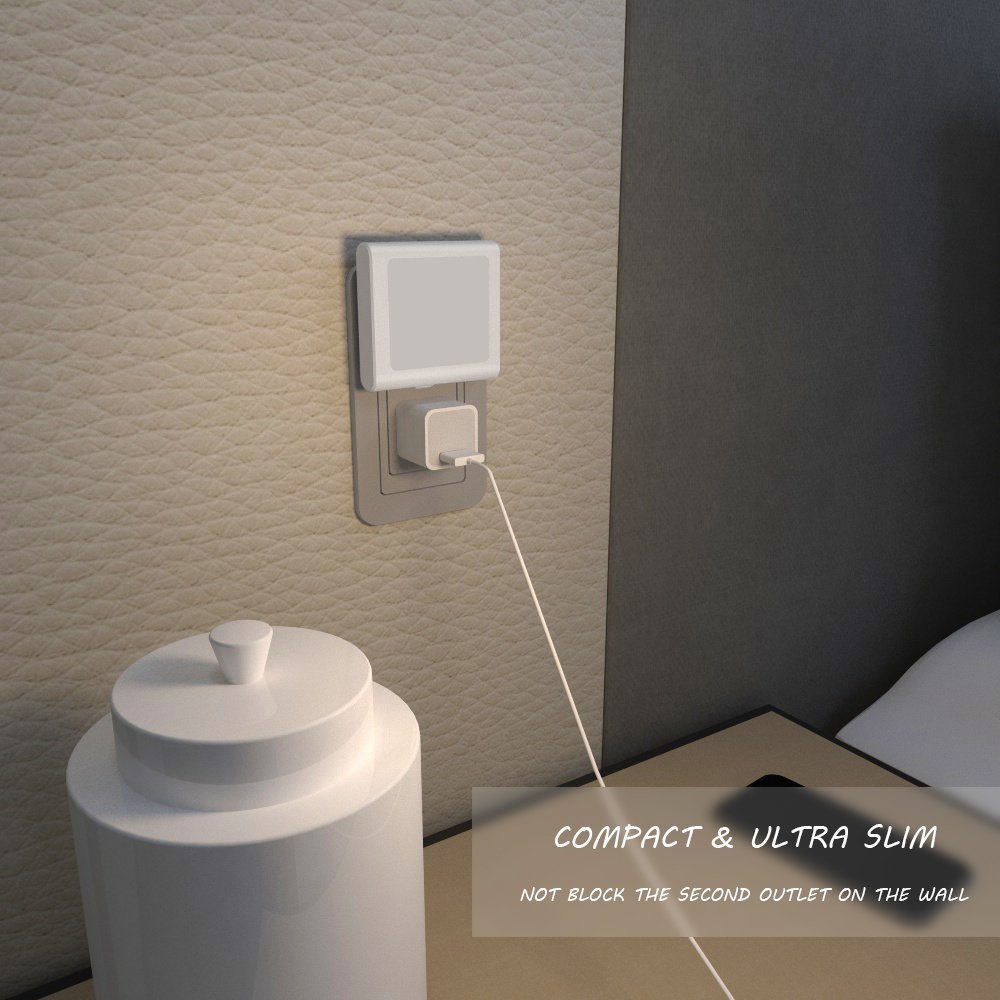 MAZ-TEK 4 Pack Dimmable LED Night Light with Auto Dusk to Dawn Sensor - Soft Warm White Plug-in Nightlights for Hallway, Bedroom, Nursery, Kitchen & Stairway | Perfect for Nighttime Safety, Baby Monitoring & Home Decor