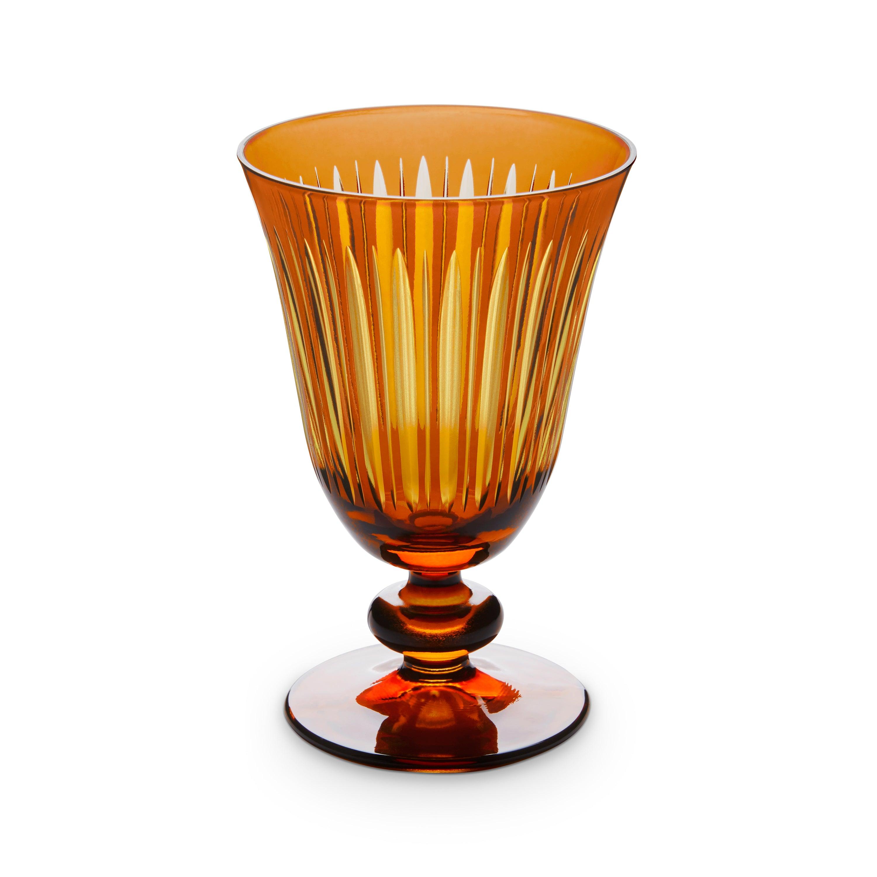 Prism Wine Glasses Amber (Set of 4) - Elegant Crystal Stemware for Red Wine, White Wine & Cocktails - Perfect for Dinner Parties, Weddings & Home Entertaining