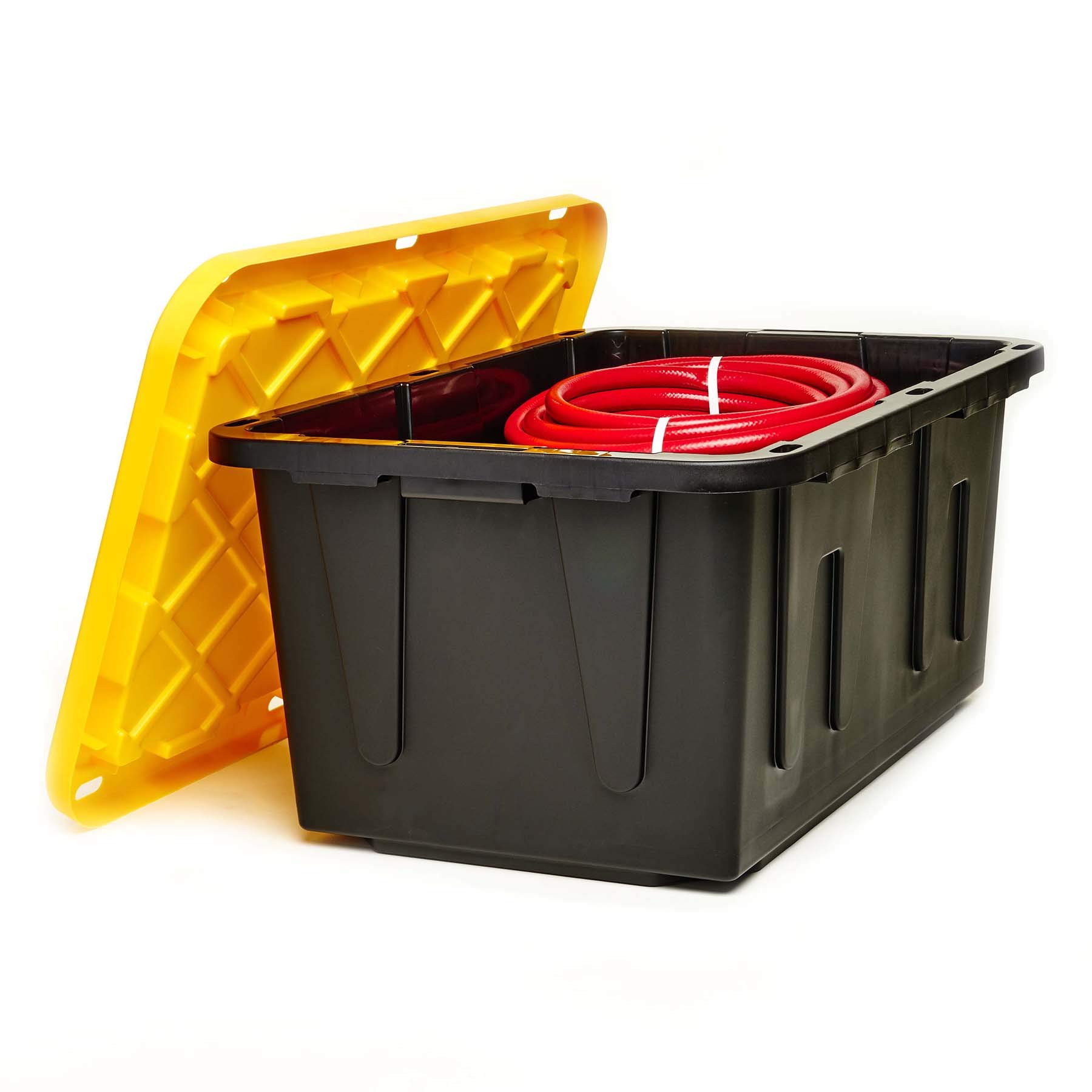 HOMZ Tough Durabilt Storage Tote Box - Heavy Duty Plastic Organizer for Home, Garage & Office Use - Stackable, Durable & Spacious Container for Organizing Supplies