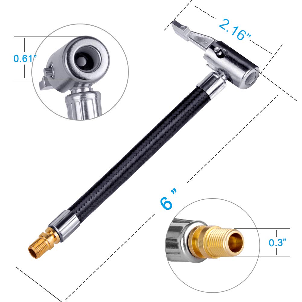 Universal Tire Inflator Hose Adapter - Twist to Lock Conversion Kit with All-Metal Air Chuck, Reinforced Hose & Schrader Valve | Perfect for Car, Truck, Bike & RV Tire Inflation at Home or Roadside