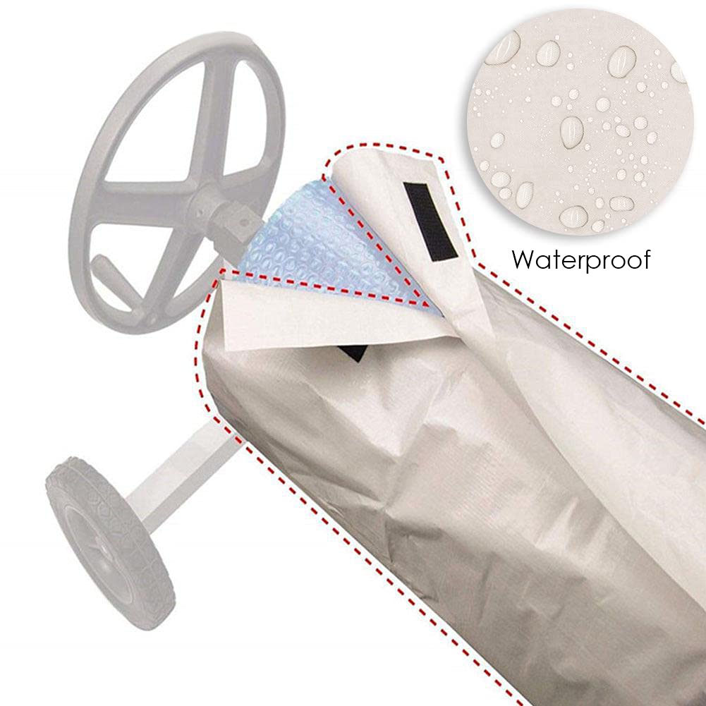 16ft Pool Solar Reel Blanket Cover with Velcro Straps & Anti-UV Protection - Durable Storage Solution for Above Ground and Inground Swimming Pool Cover Reels (Ideal for Backyard, Patio, and Poolside Use)