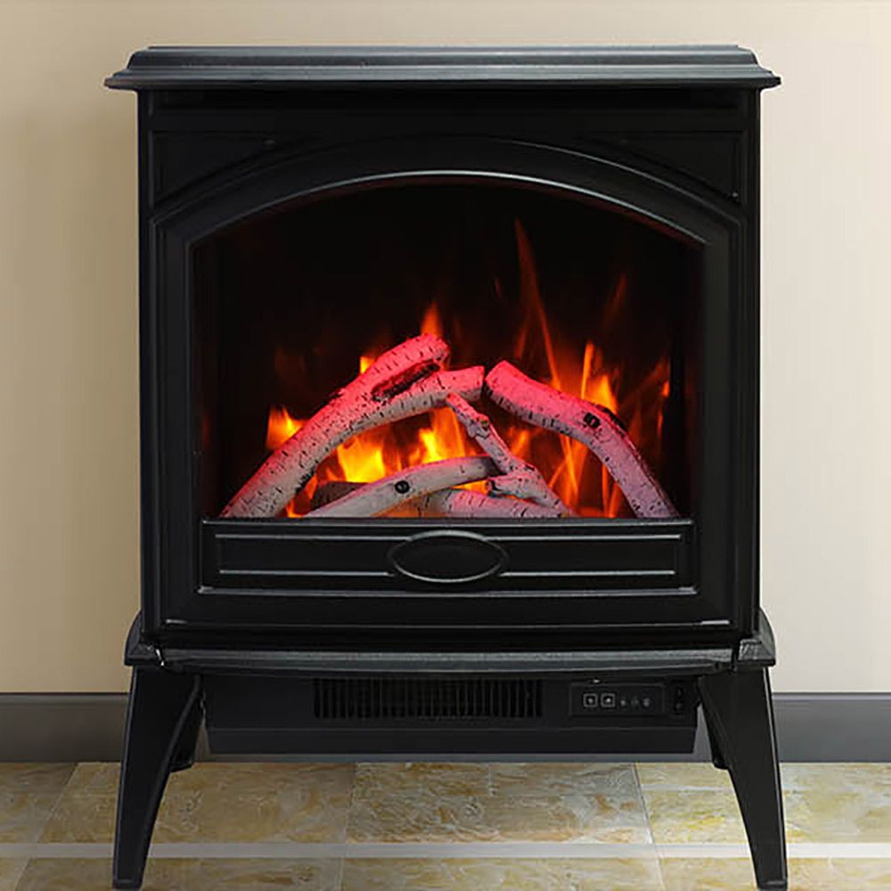 Amantii Lynwood Series Electric Freestanding Stove with 10pc Birch Log Media Kit - Realistic Flame Effect for Cozy Home Heating | Perfect for Living Rooms, Bedrooms & Cabins