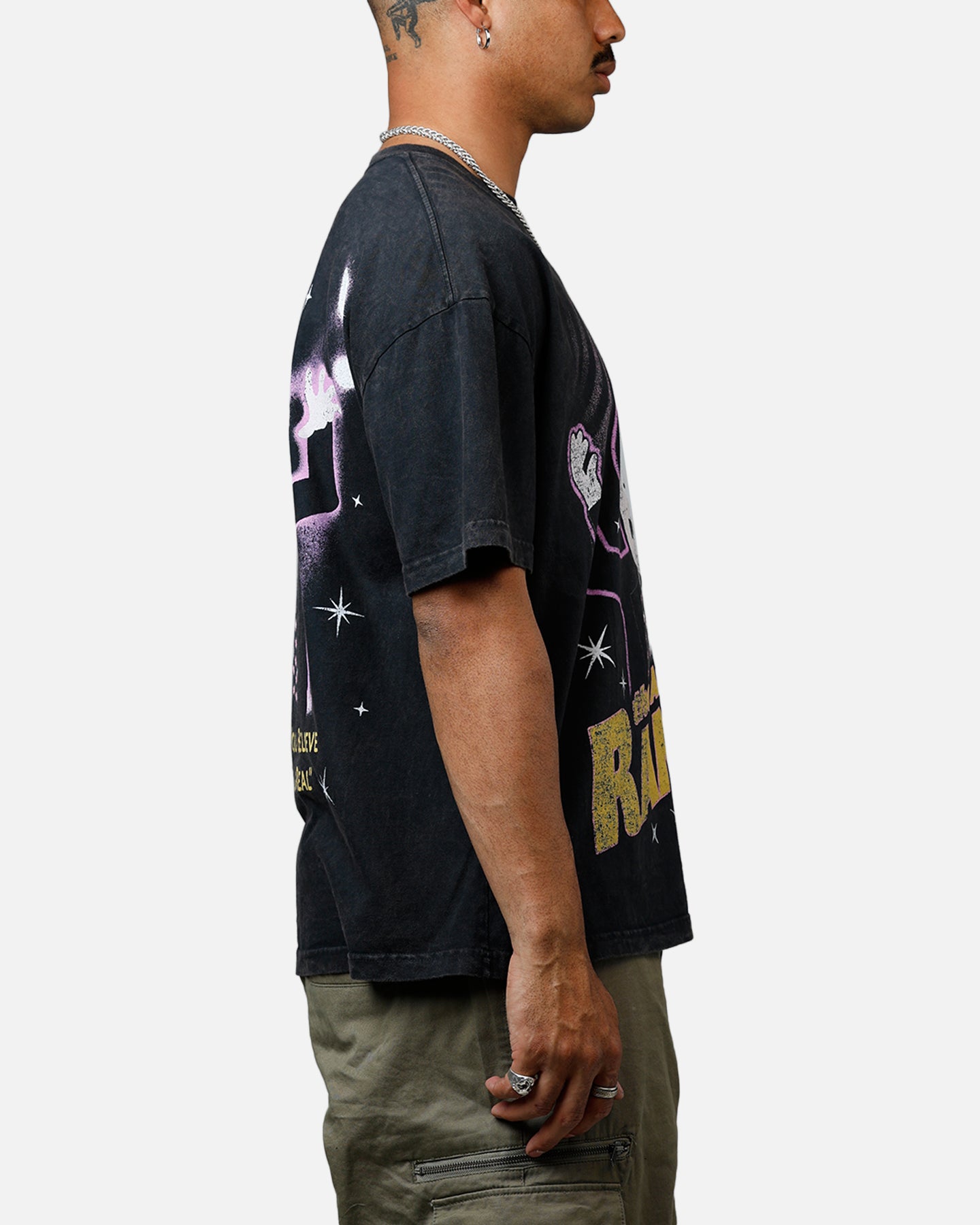 The Amazing Randy Heavyweight Black Acid Wash T-Shirt by 73 Studio - Perfect for Casual Wear, Concerts, and Fan Merchandise
