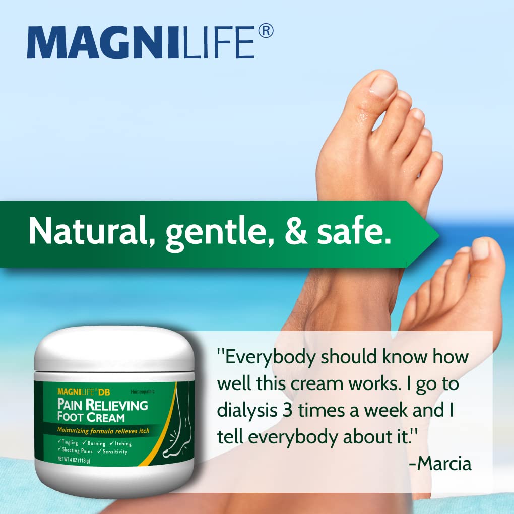 MagniLife DB Foot Cream for Burning & Tingling Relief - Soothes Dry, Cracked, Itchy Skin - 4 oz Jar - Ideal for Diabetic Neuropathy & Sensitive Feet Care at Night