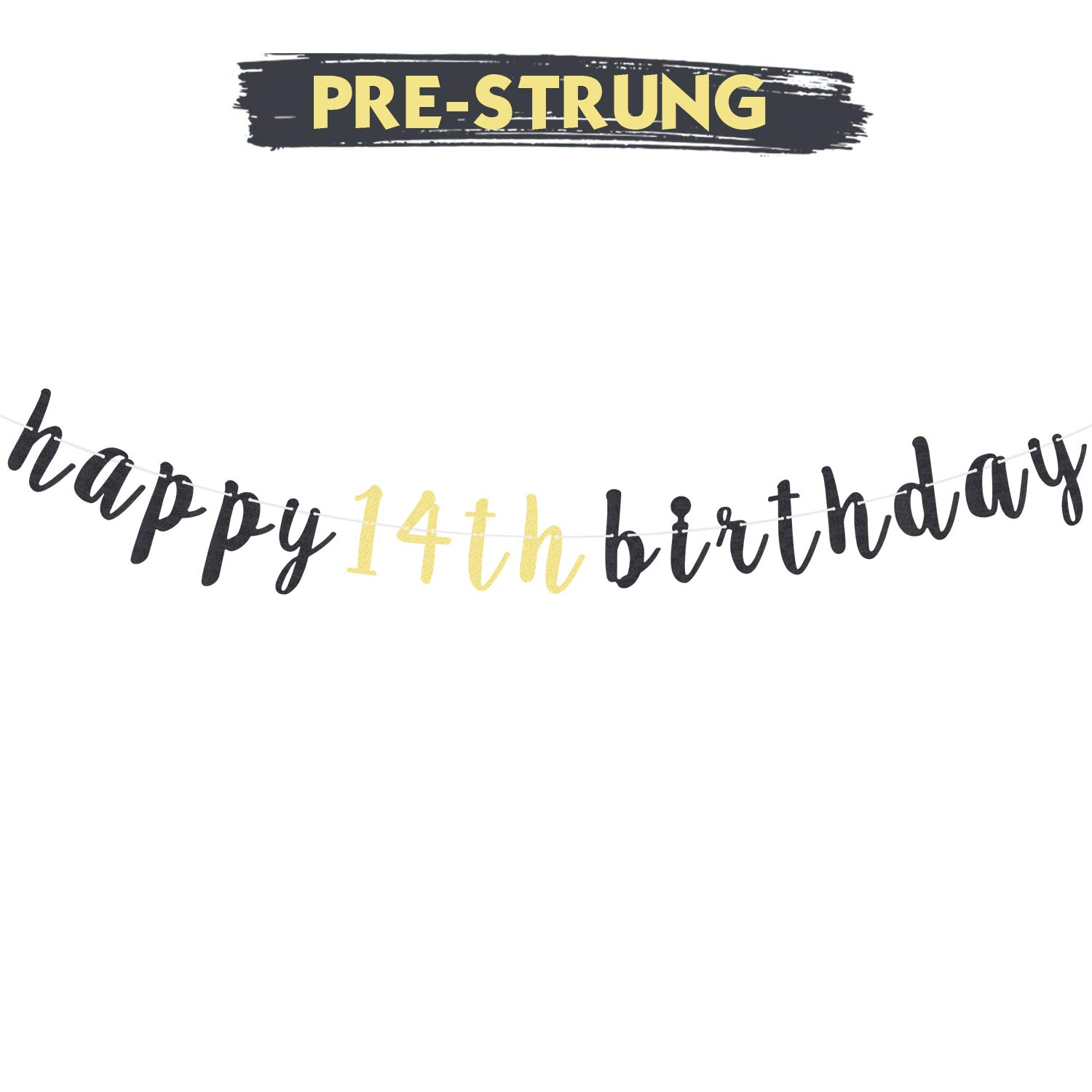 14th Birthday Party Decorations - Cheers to Fourteen Glitter Garland Banner & Backdrop Sign | Perfect for Teen Birthday Celebrations, Sweet 14 Decor, and Milestone Party Scenes