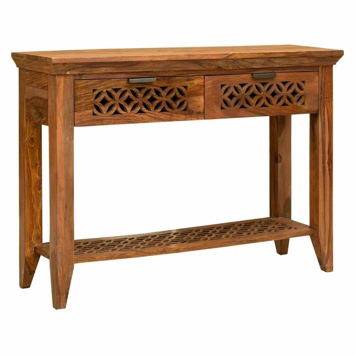 Hand Carved Sheesham Wood Hall Side Table - 43