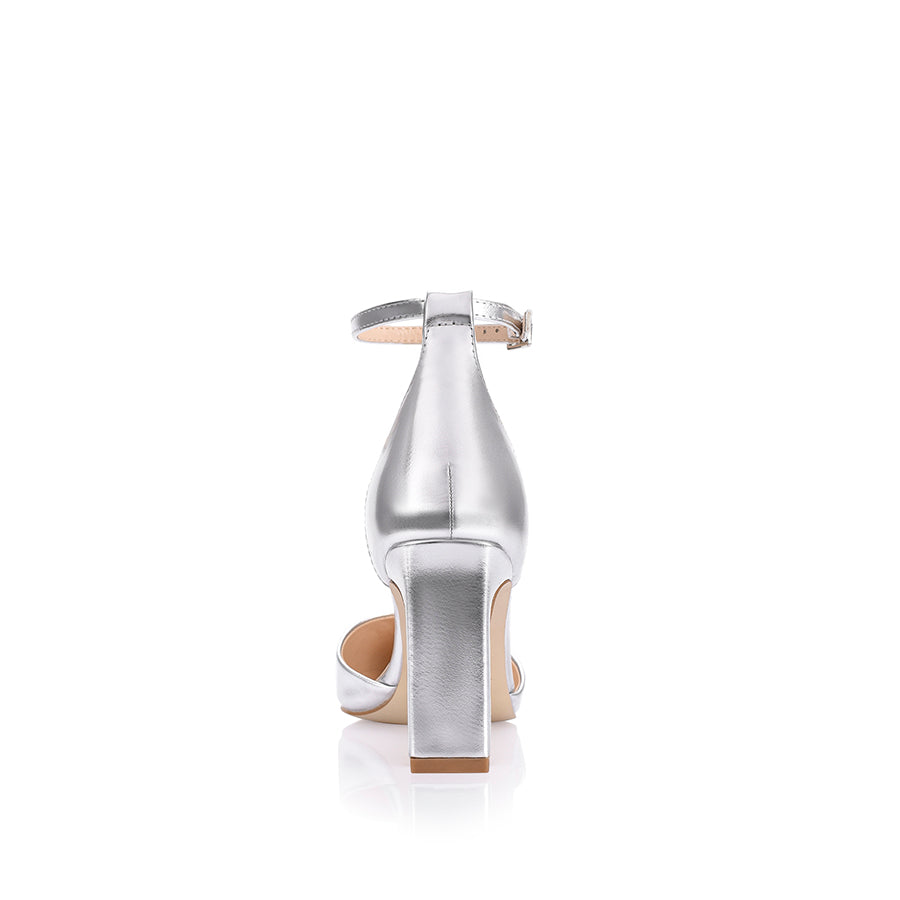 Kitra Women's Closed Toe High Heels - Silver Dress Pumps for Party, Wedding & Office Wear