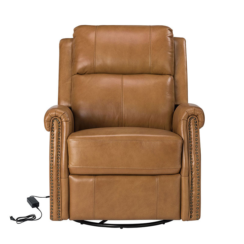 Kaietan Genuine Leather Power Rocking Recliner Chair - Adjustable Electric Massage Recliner Sofa for Living Room, Home Theater & Office Relaxation