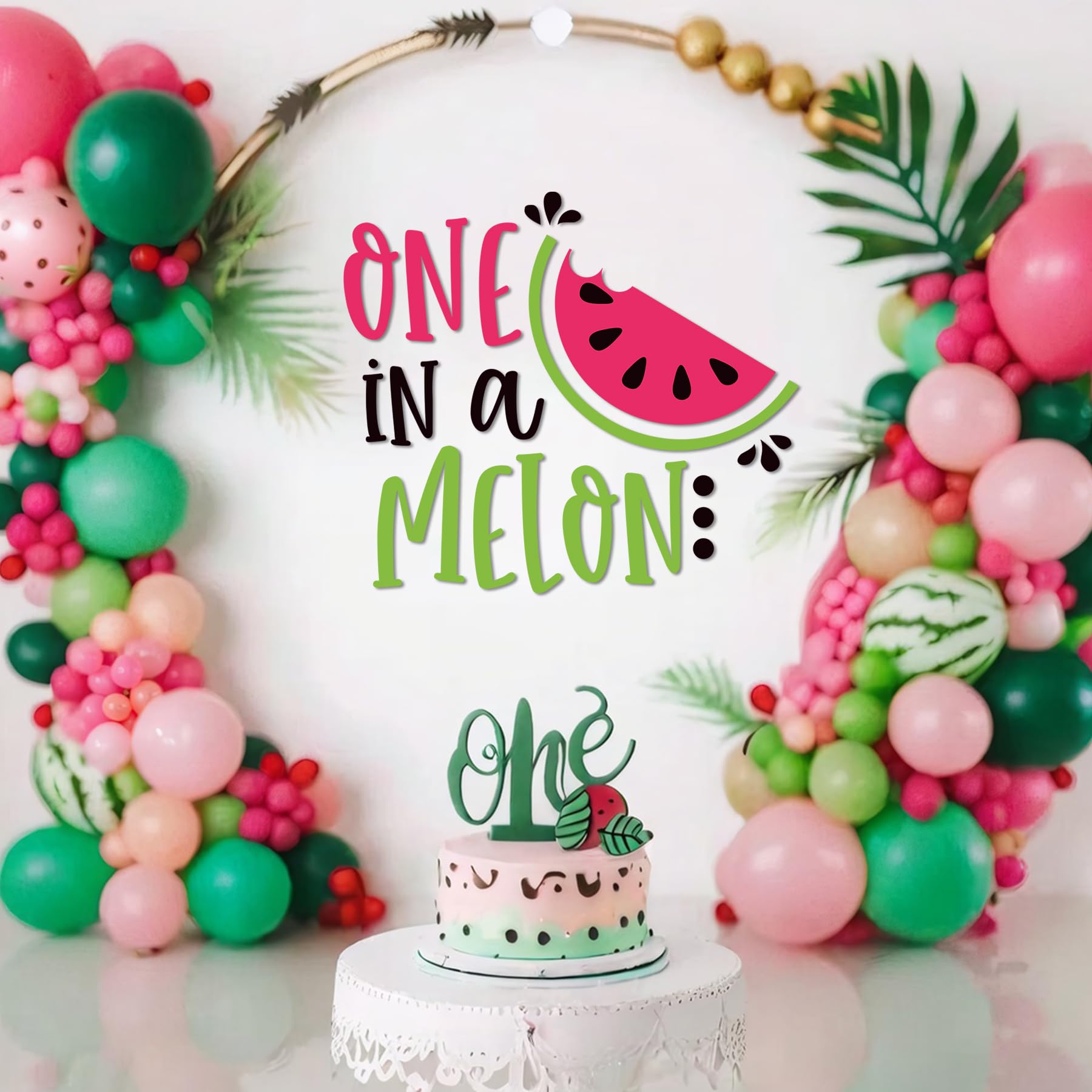One in A Melon Decal for Balloon Arch - Peel and Stick Watermelon Party Decorations | Baby Girl & Boy 1st Birthday Backdrop Stickers | Perfect for Themed First Birthday Parties, Baby Showers & Summer Celebrations