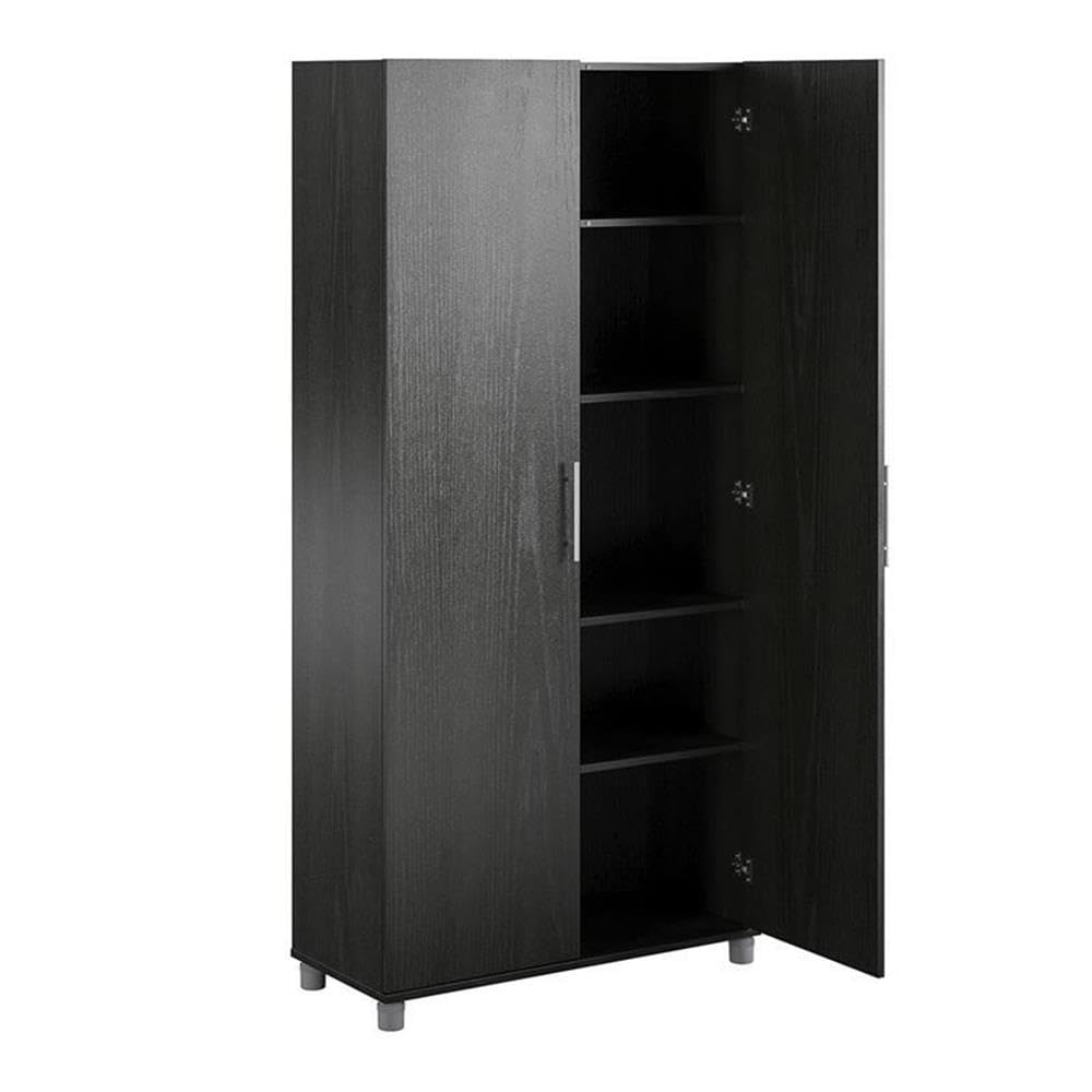 SystemBuild Evolution Camberly 36-Inch Black Oak Storage Cabinet - Organize Home Office, Garage, or Workshop with Durable Shelving Unit