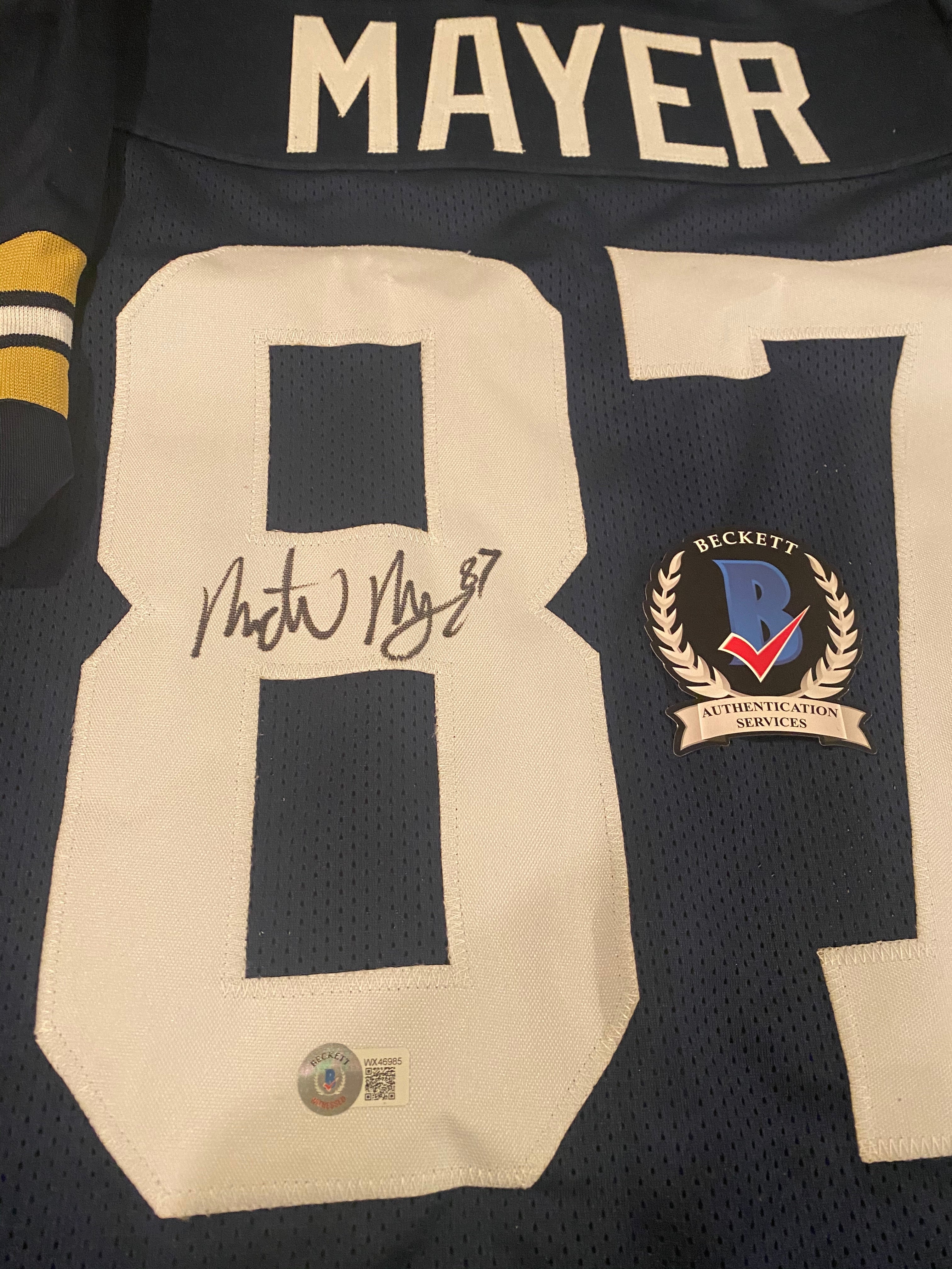 Michael Mayer Autographed Notre Dame Fighting Irish 2021 Shamrock Series Blue Football Jersey - Limited Edition Collectible for Fans & Memorabilia Enthusiasts