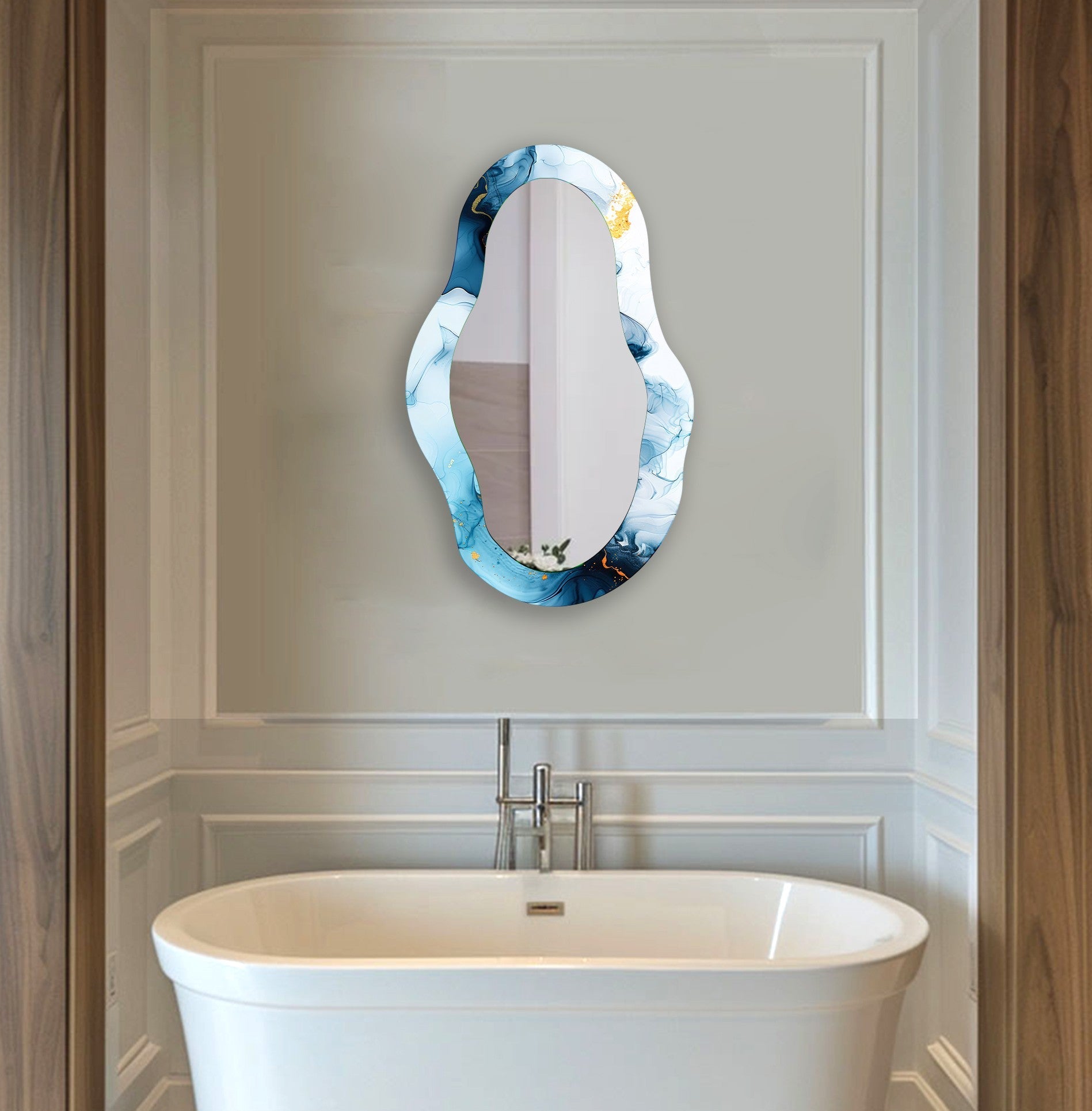 Stylish Blue Entryway Mirror - Full-Length Wall Hanging Decor for Hallway & Foyer - Perfect for Home Decor, Outfit Checks & Space Illusion