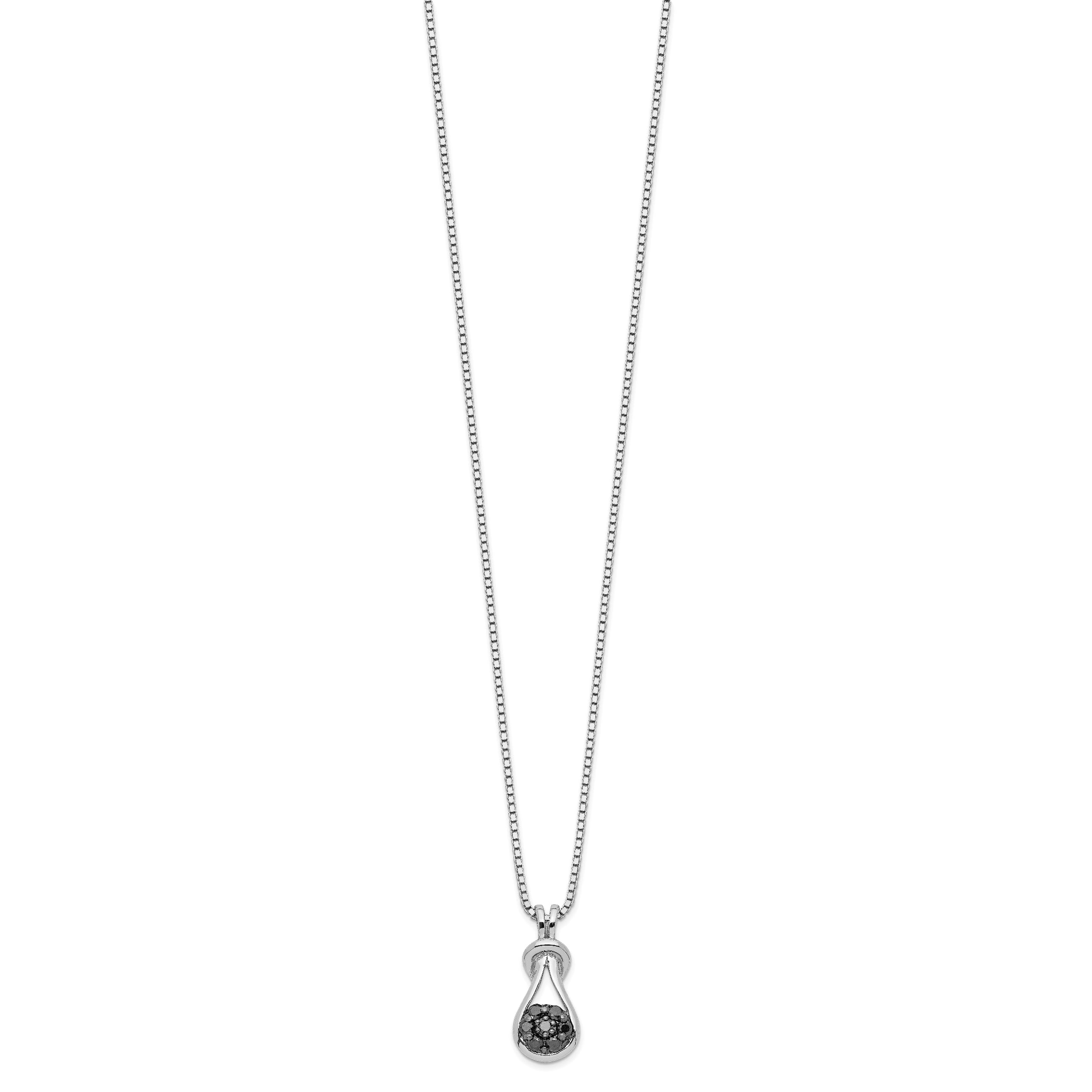 925 Sterling Silver Black Diamond Necklace for Women | 18-Inch Rhodium-Plated Teardrop Pendant with Box Chain | Elegant Jewelry Gift for Anniversary, Birthday & Valentine's Day | Perfect for Parties, Weddings & Special Occasions