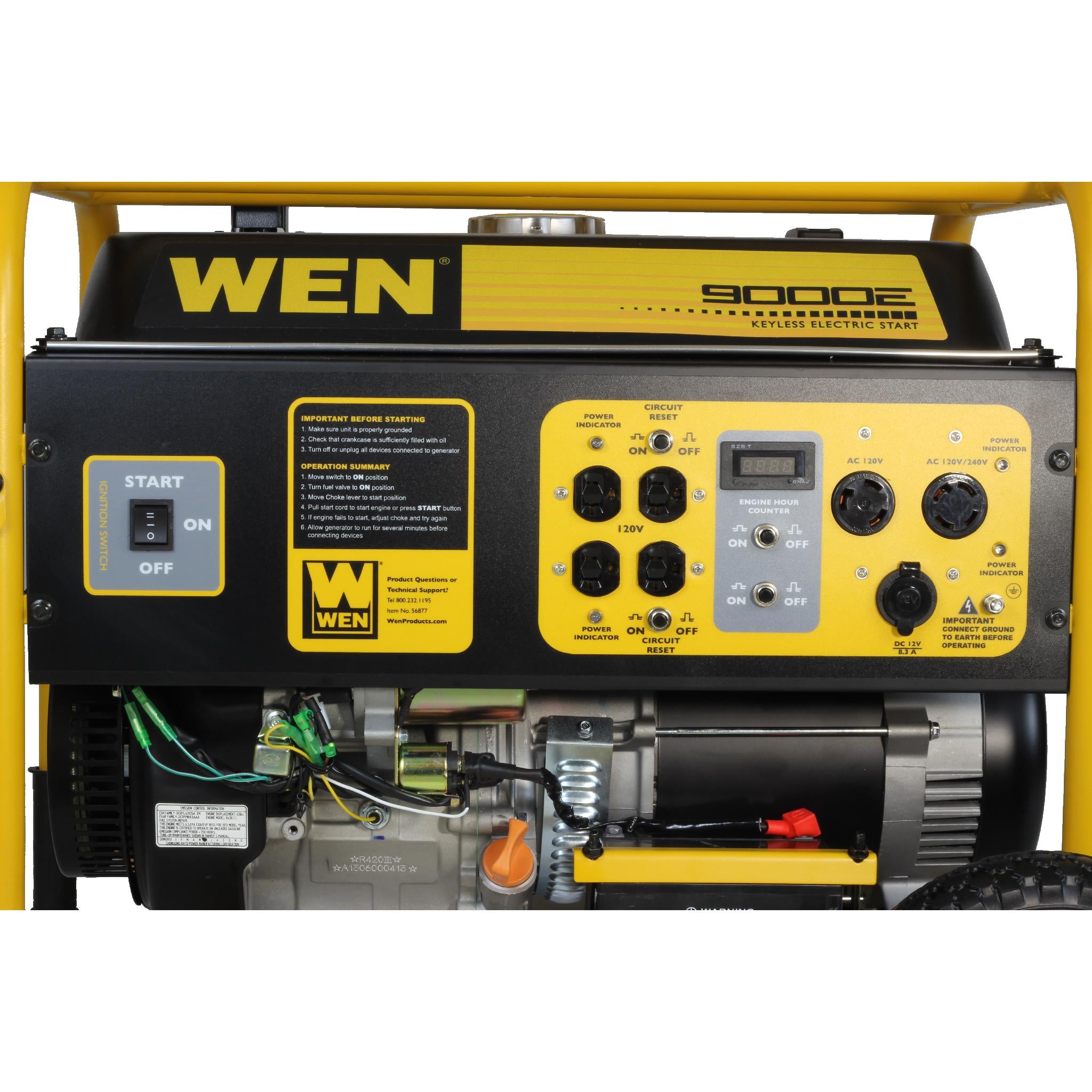WEN 56877 9000 Watt Portable Electric Start Generator - Reliable Power Backup for Home, Camping & Emergency Use