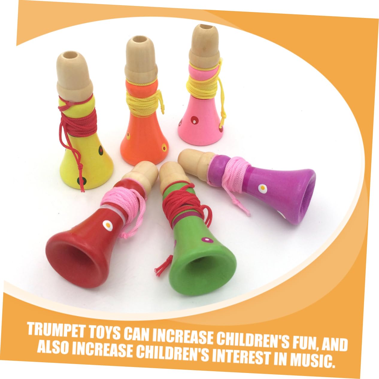 4-Piece Wooden Horn Trumpet Toy Set for Kids - Party & Music Fun