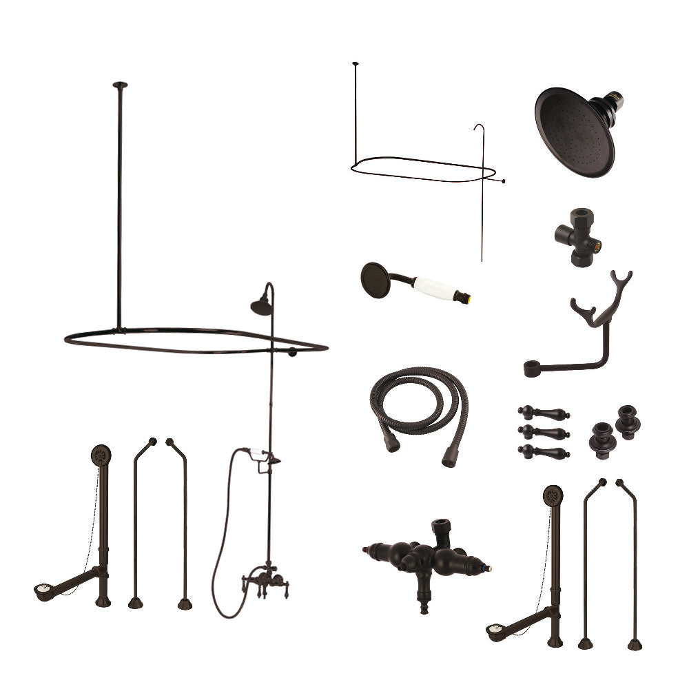 Kingston Brass CCK3185AL Vintage Clawfoot Tub Faucet Set with Down Spout - Antique Style Bathroom Fixture for Classic & Modern Bathrooms