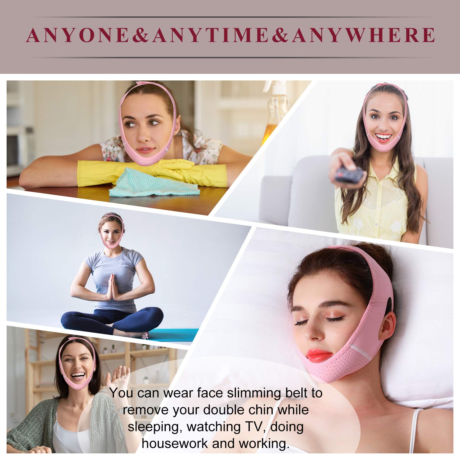 Facial Slimming Strap for Women - Double Chin Reducer & V-Line Lifting Belt | Pain-Free Face Tightening, Anti-Aging & Skin Firming | Reusable for Sagging Skin Care | Perfect for Daily Use, Beauty Routine & Anti-Wrinkle Treatment