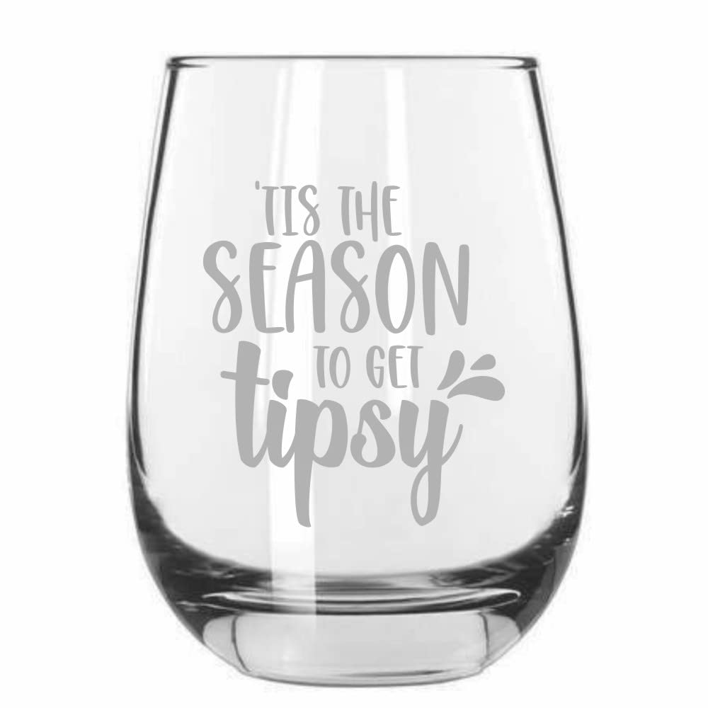 Christmas Stemless Wine Glass 15.25oz - Holiday Party Gift