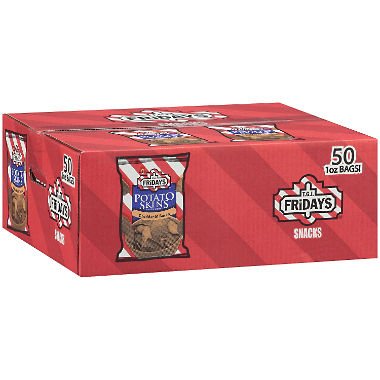 T.G.I. Friday's Cheddar & Bacon Potato Skins Snack Chips - 1 oz Bags, 50 Count (Pack of 4) | Crunchy Flavorful Snacks for Parties, Game Nights & On-the-Go Munching