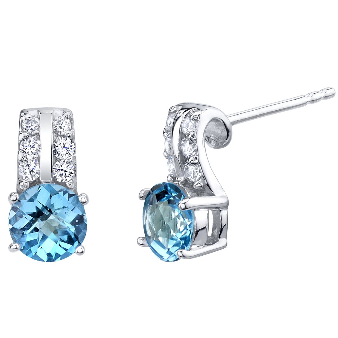 Sterling Silver Arc Stud Earrings with Genuine Gemstones - Dainty & Elegant Jewelry for Women, Gift for Her, Perfect for Everyday Wear & Special Occasions