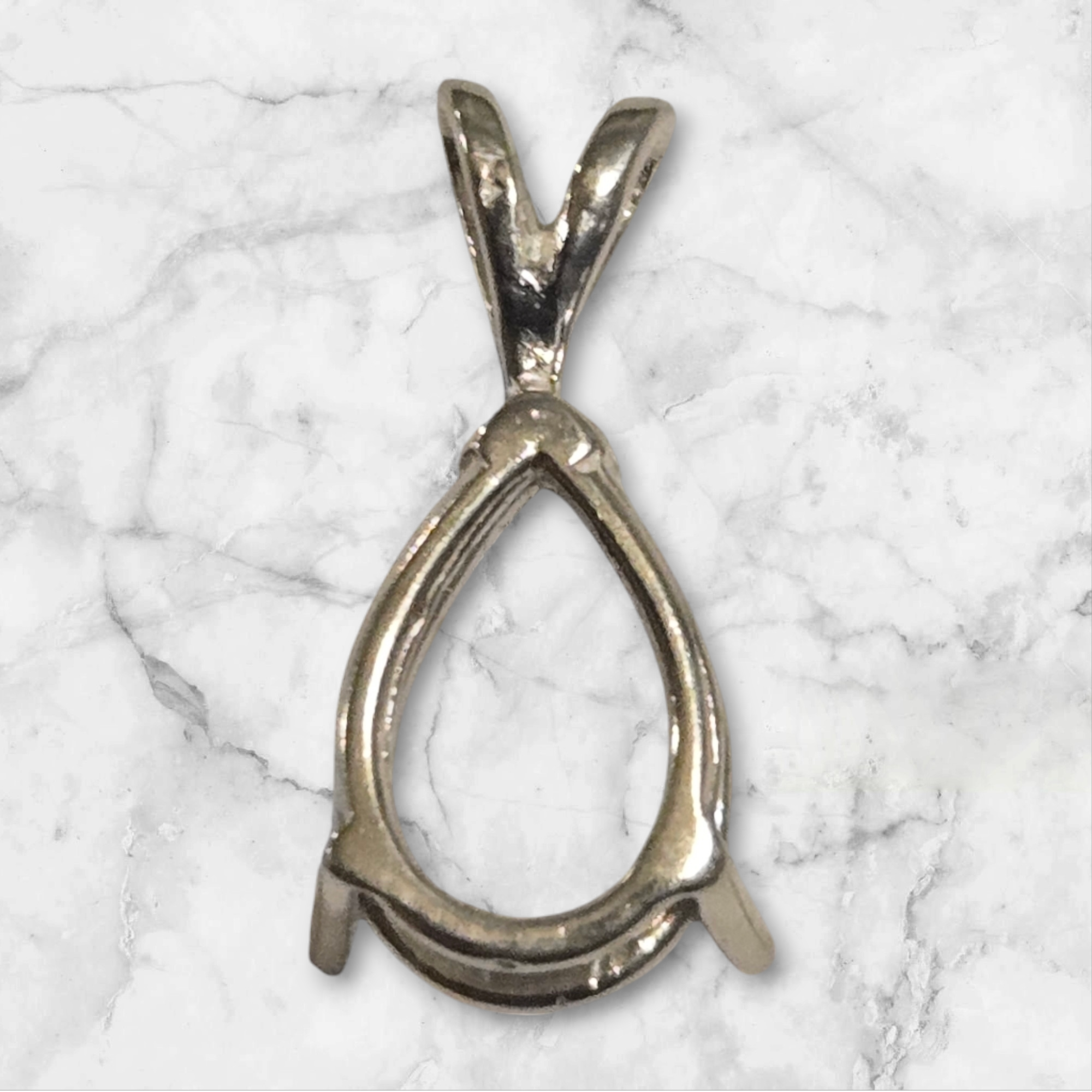 Solid Sterling Silver or 14kt Gold 6x4mm Pear Cut Vee Prong Pendant Setting - Handcrafted in USA (161065/141065) - Perfect for Custom Jewelry Making & Engagement Ring Designs