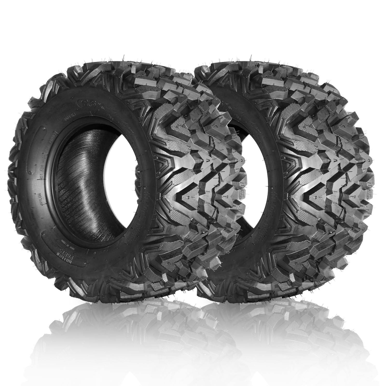 **26x11-12 ATV/UTV Off-Road Tires - 6 PLY All Terrain Tubeless Tires for ATV, UTV, Dirt Bikes - Perfect for Mud, Sand, Trails & Off-Road Adventures**