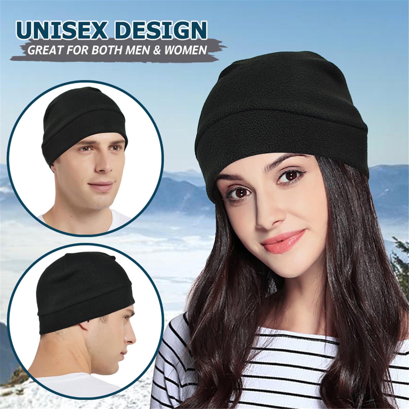 Headshion Skull Cap Helmet Liner for Men & Women - 2-4 Pack Lightweight Beanie, Chemo Headwear (Cotton/Polyester) - Perfect for Sleeping, Cold Weather & Cancer Treatment Comfort