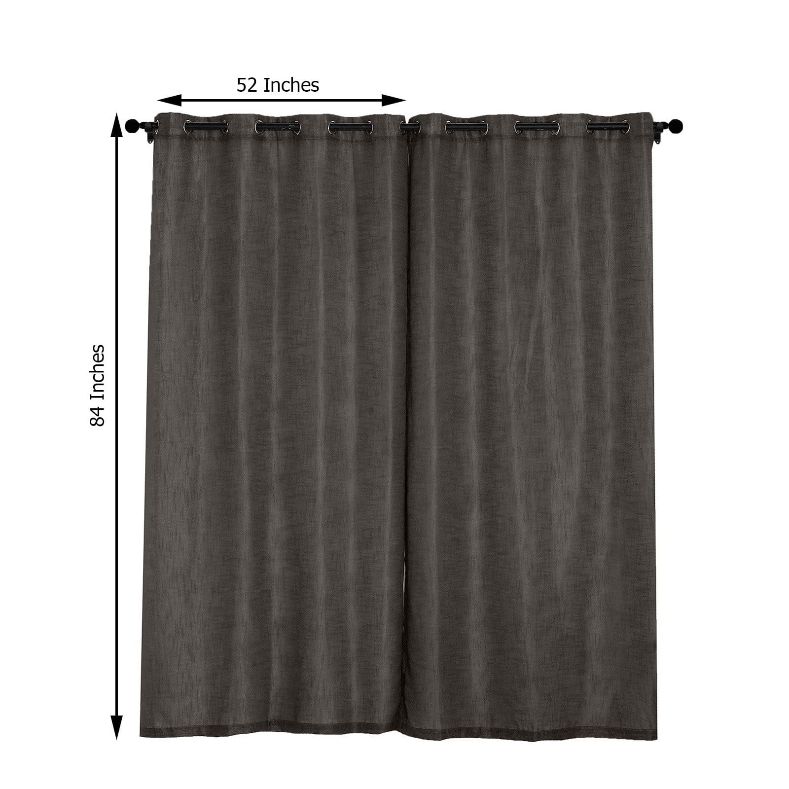 2 Pack 52x84 Inch Faux Linen Curtain Panels with Chrome Grommets - Blackout Window Drapes for Living Room & Bedroom