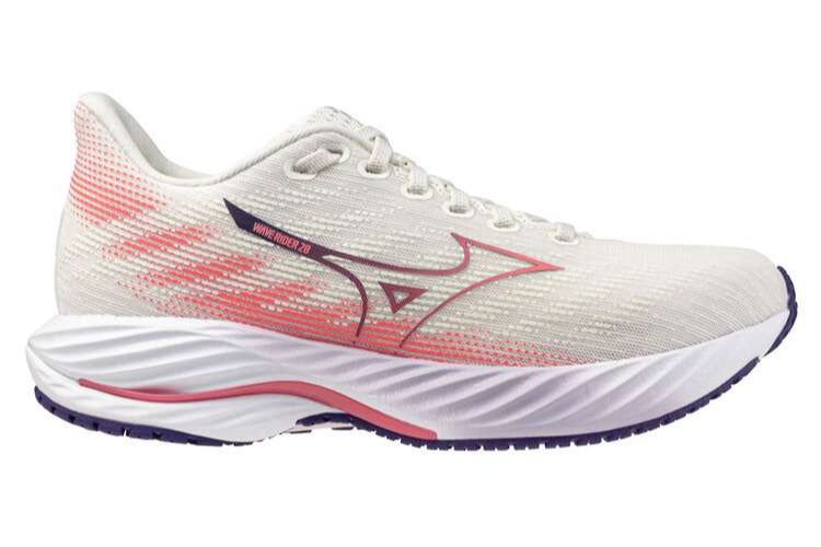 Mizuno Wave Rider 28 Women's Running Shoes - White/Rose/Indigo (B Width) | Lightweight Cushioned Sneakers for Road Running, Jogging & Gym Workouts