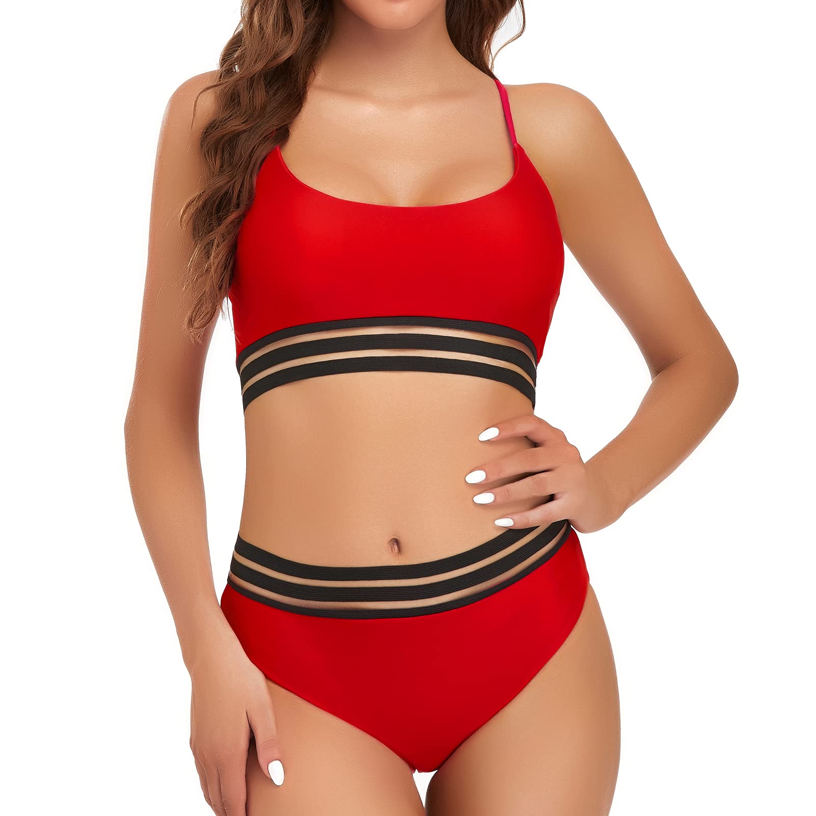 Edelqual Women's Two Piece Bikini Set - Tummy Control High Waisted Swimwear | Sexy Bathing Suit for Beach, Pool & Vacation | Plus Size Swimsuits for Women
