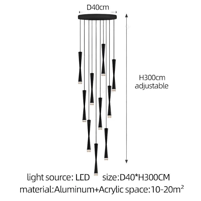 Modern LED Attic Bend Tubes Chandelier - Energy Efficient Ceiling Light Fixture for Dining Room, Bedroom & Living Room Decor