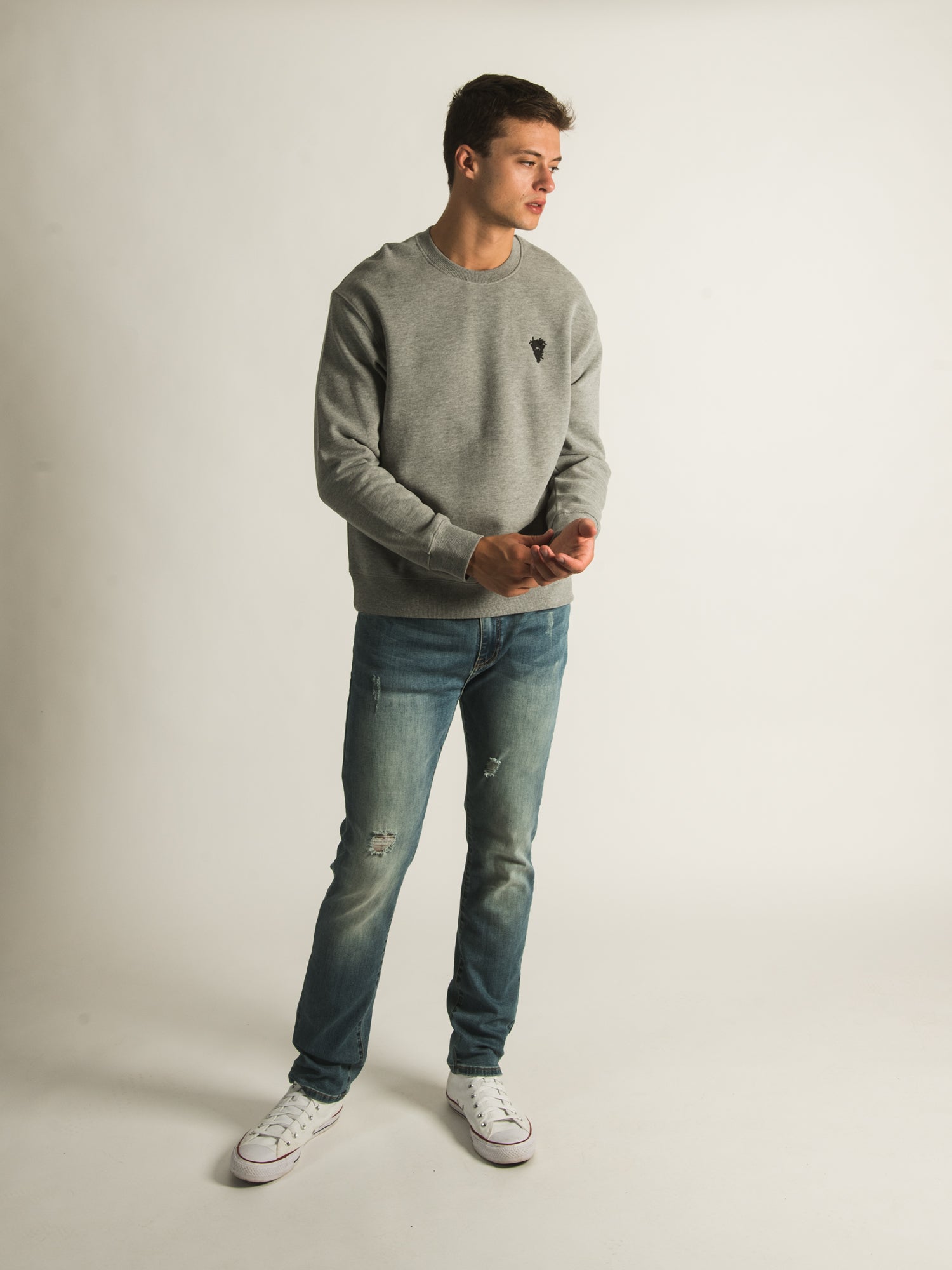 Crooks & Castles Core Essentials Embroidered Crew Neck Sweatshirt - Men's Streetwear Fashion for Casual & Urban Style