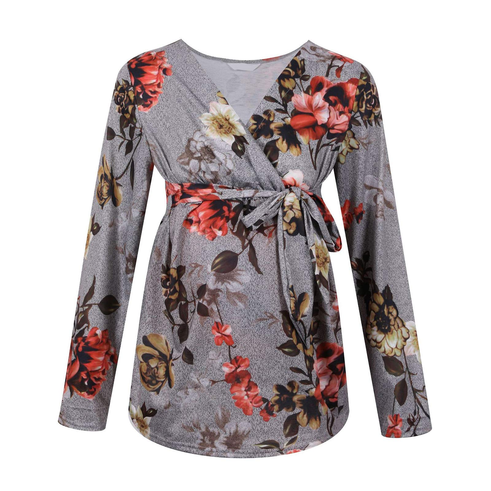 Maternity Ruched T-Shirt for Women - Floral Pregnancy Top & Nursing Blouse for Comfortable Maternity Wear | Perfect for Casual Outings, Baby Showers & Nursing