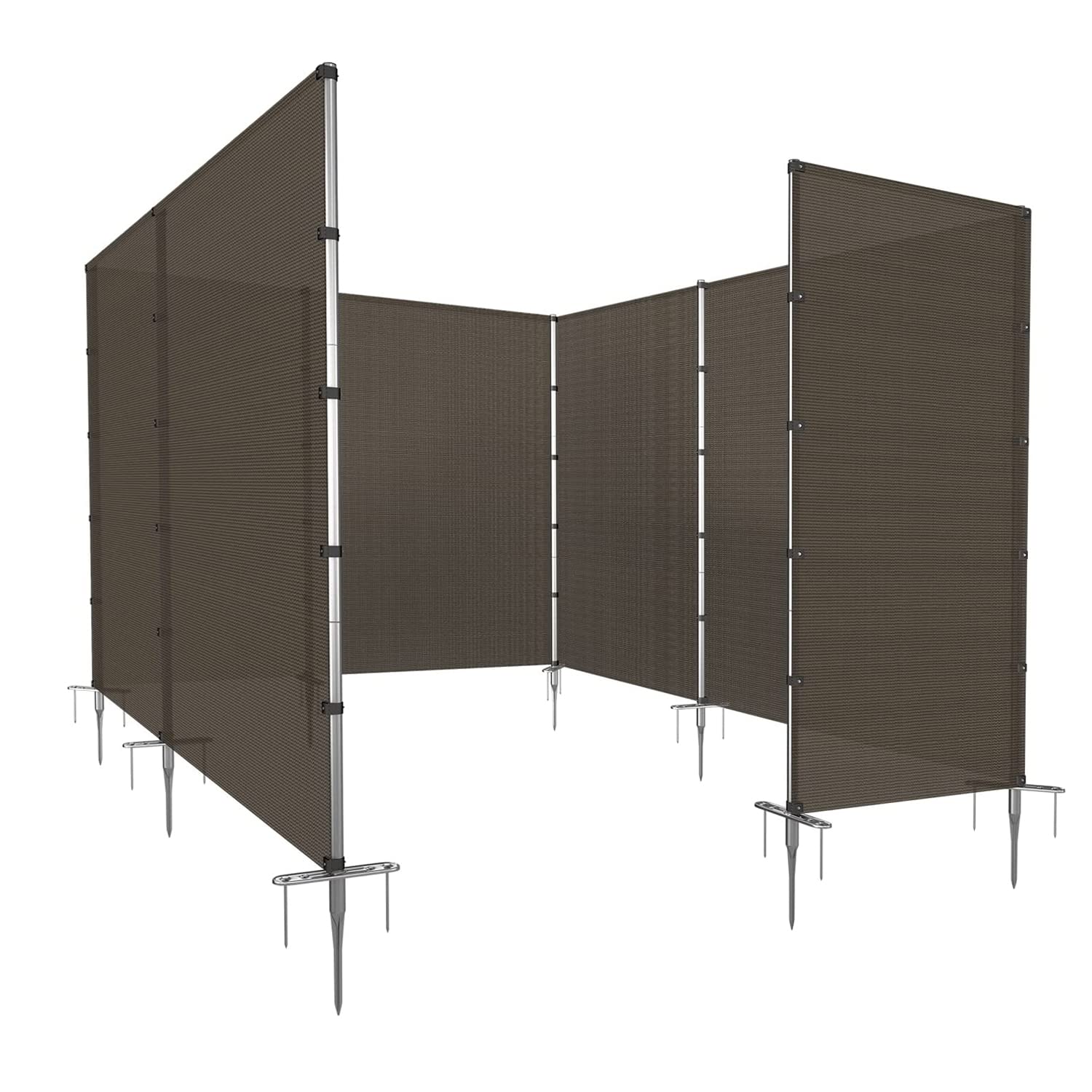 Coarbor 6'x34' Removable Outdoor Privacy Fence Panel - Brown Pool, Dog, Chicken & Vegetable Garden Barrier with Spikes & Poles | Perfect for Backyard, Yard Border & Privacy Protection