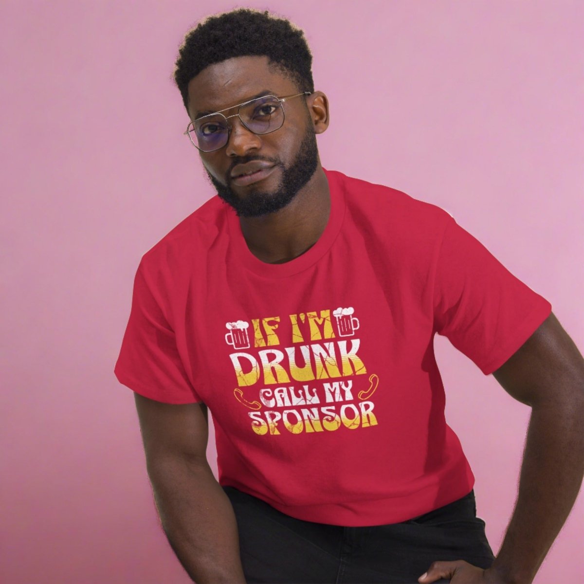 Funny Sobriety Shirt - 'If I'm Drunk Call My Sponsor' Unisex Classic T-Shirt for AA Meetings & Recovery Support