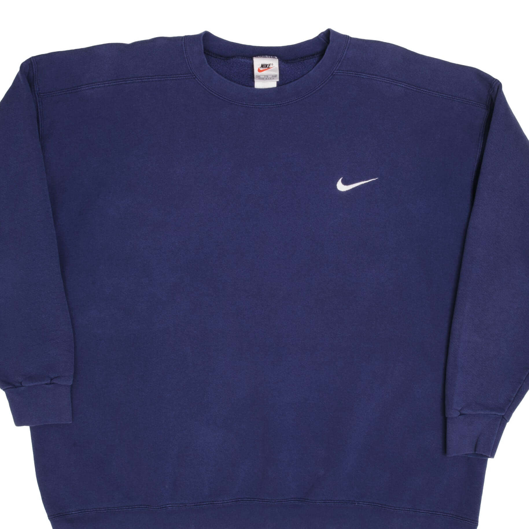 Vintage Classic Nike Swoosh Navy Blue Sweatshirt 1990s 2XL Made in USA - Retro Streetwear for Men, Casual Comfort & 90s Fashion Style