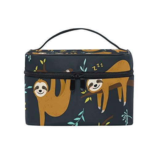 Hengpai Brown Sloth Tree Cosmetic Bag - Waterproof Travel Makeup Organizer for Women | Portable Train Case for Toiletries, Brushes & Beauty Essentials | Perfect for Vacation, Gym & Daily Use