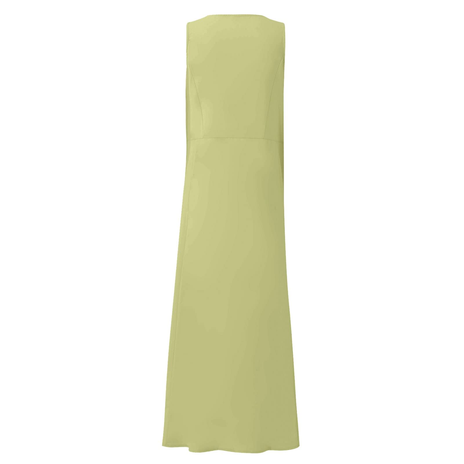 Women's Summer Casual Cocktail Dress - Sleeveless Cotton Linen Pocket Dress in Solid Colors | Perfect for Beach Parties, Garden Weddings & Date Nights