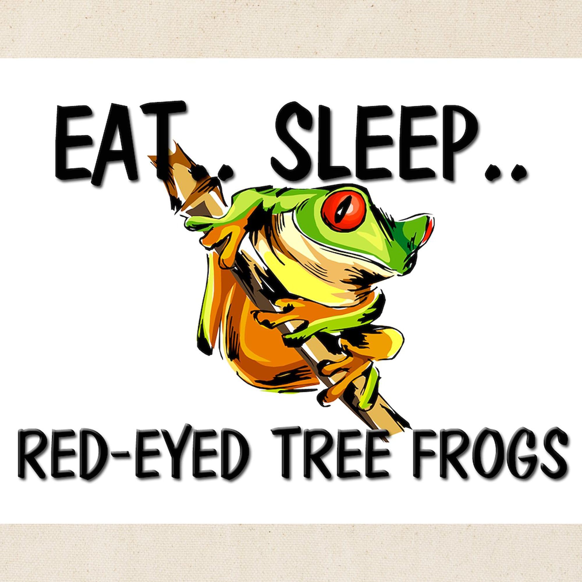 Eat Sleep Red Eyed Tree Frogs Tote Bag - Natural Canvas Reusable Shopping Bag for Groceries, Beach & Eco-Friendly Lifestyle