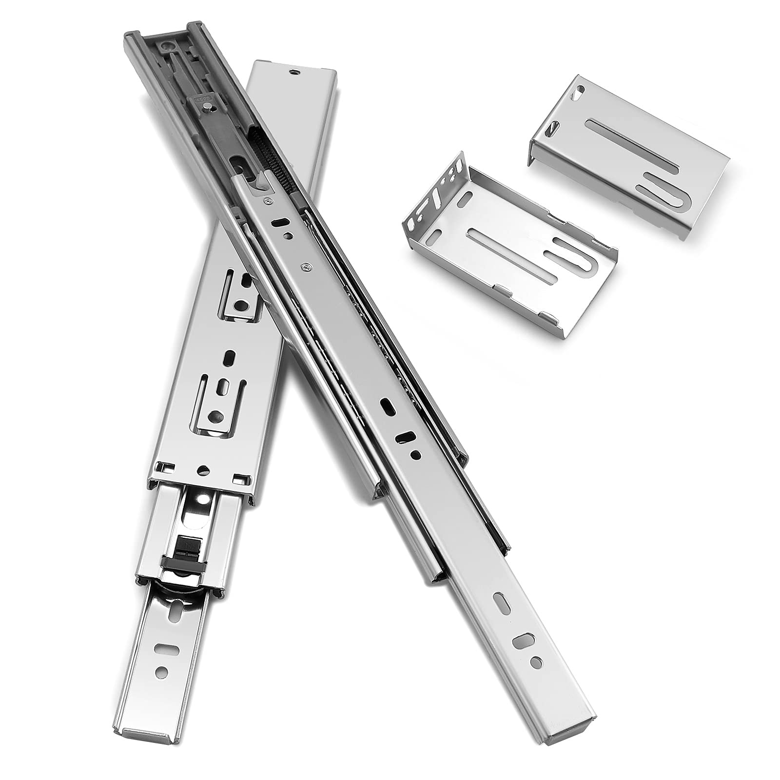 Gobrico 24-Inch Soft Close Drawer Slides with Brackets - Full Extension Cabinet Runners for Dressers & Cabinets (1 Pair) - Perfect for Kitchen, Bathroom & Office Storage Organization
