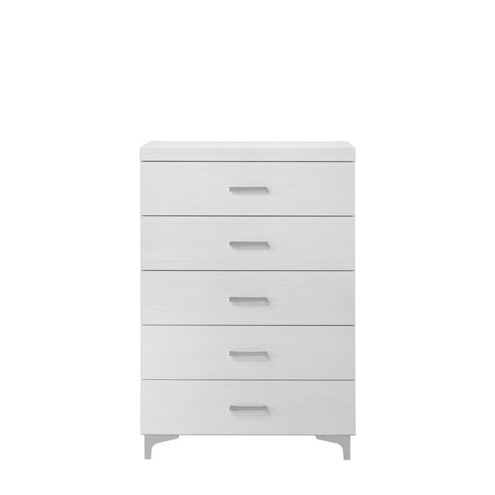 Acme Casilda 5-Drawer White Wooden Chest Dresser - Perfect for Bedroom Storage, Nursery Organization & Closet Space Saving