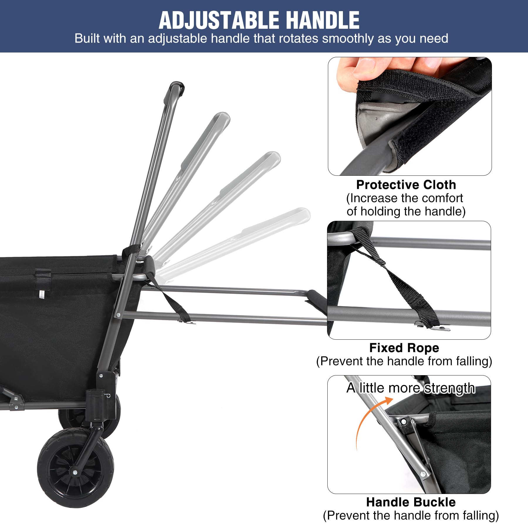 **REDCAMP Heavy Duty Folding Dog Wagon Cart - 220L Large Collapsible Utility Cart with Extendable Rear Tailgate for Pets, Sports & Shopping - Black | Perfect for Outdoor Adventures, Beach Trips & Grocery Hauling**