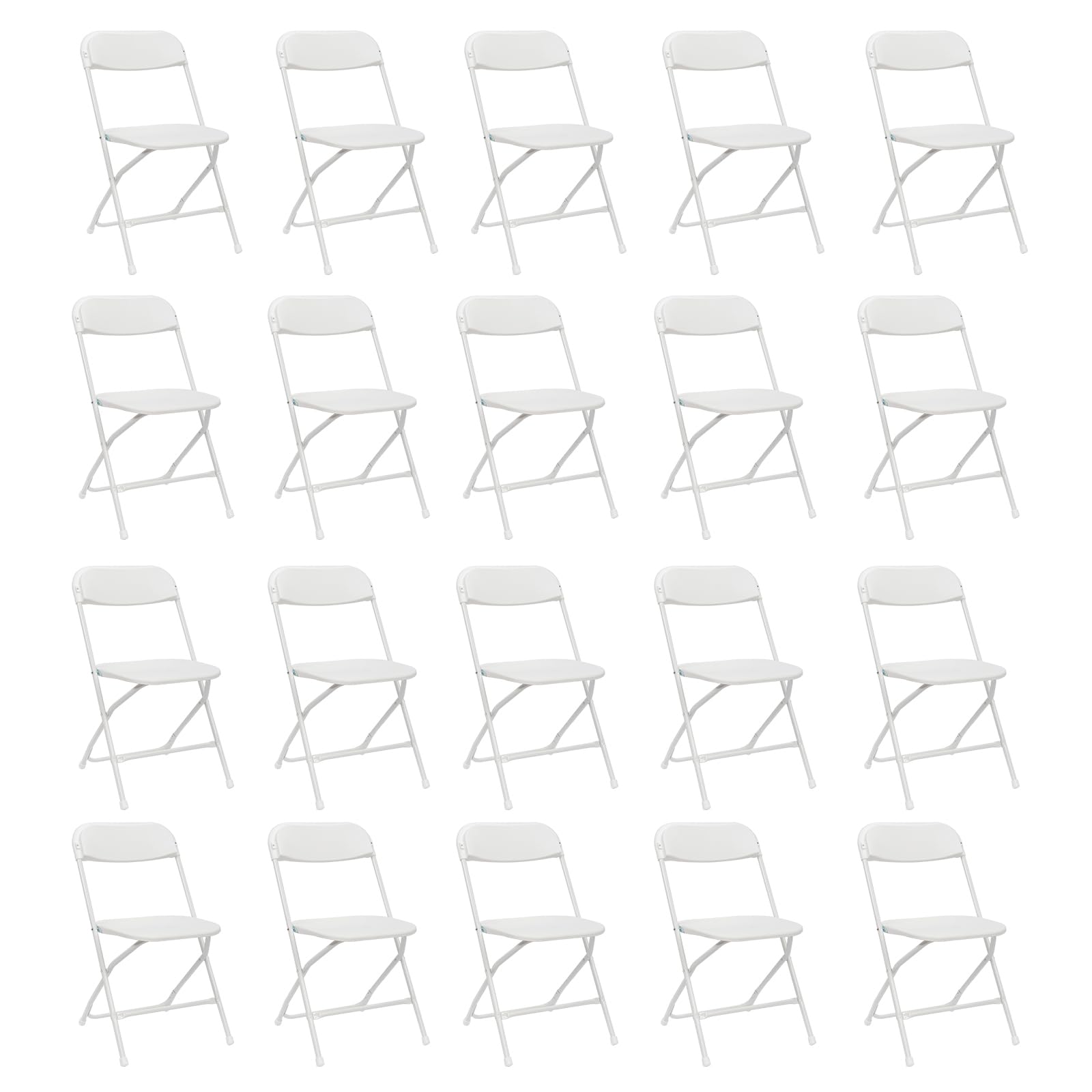 20 Pack White Plastic Folding Chairs - Heavy Duty 350lbs Capacity Stackable Party Chairs with Steel Frame | Portable for Indoor Outdoor Events, Weddings, Parties, Office & Home Use | Perfect for Backyard BBQs, Banquets, Picnics and Temporary Seating