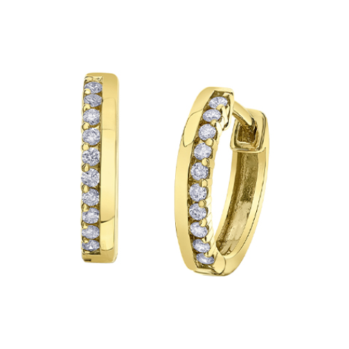 10K Yellow Gold .15ctw Diamond Hoop Earrings for Women - Elegant Everyday Stud Earrings for Work, Party & Special Occasions